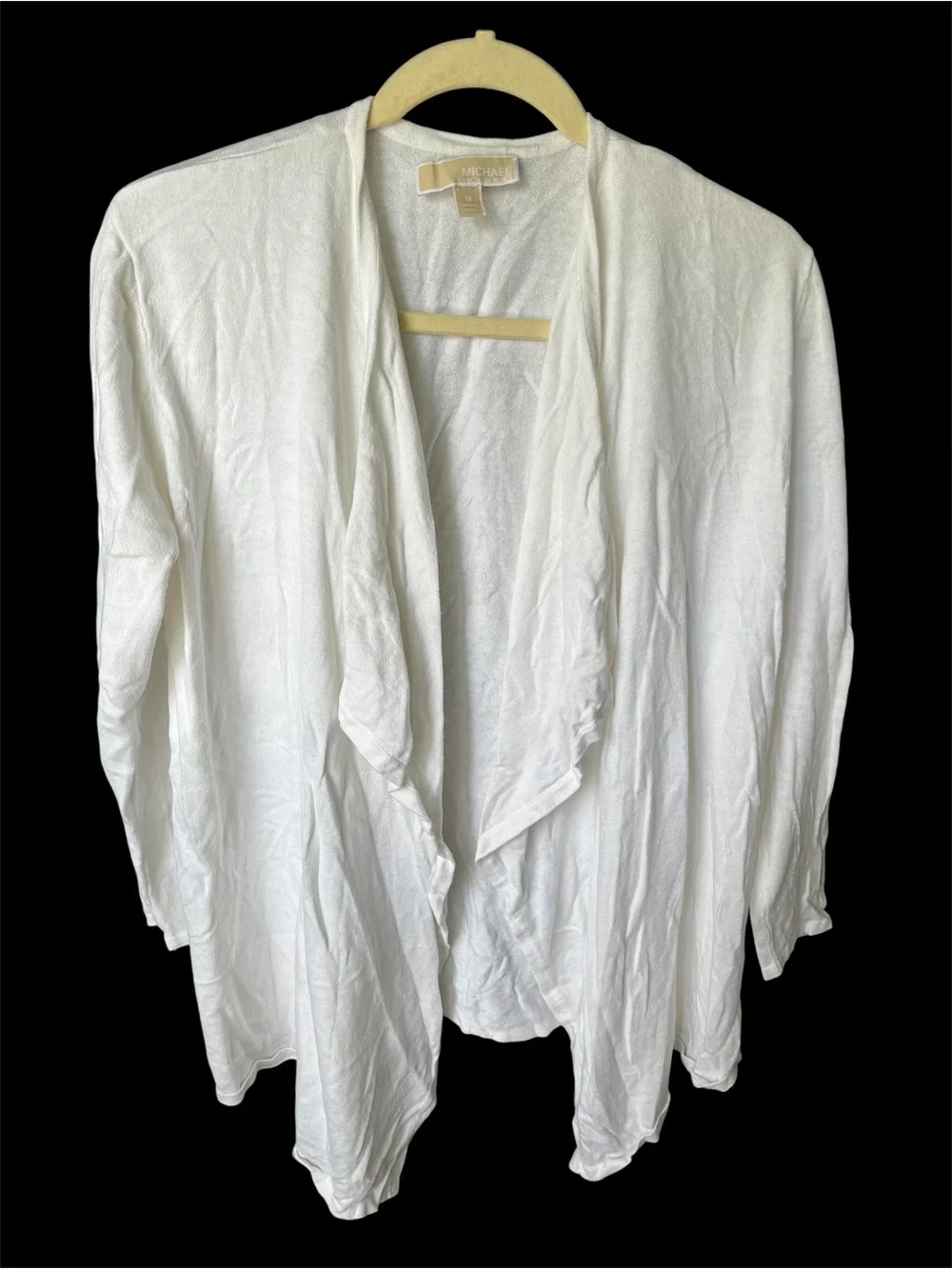 GUC MICHAEL KORS White Knit Open Front Waterfall Cardigan Sweater
